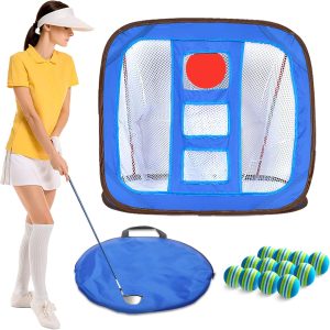 golf chipping net,pop up chipping net indoor/outdoor,24(l) x28(w) golf practice net, golf hitting nets,collapsible chipping net for accuracy and swing practice